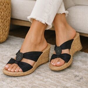 Italian Shoemakers Black Wedge Sandals